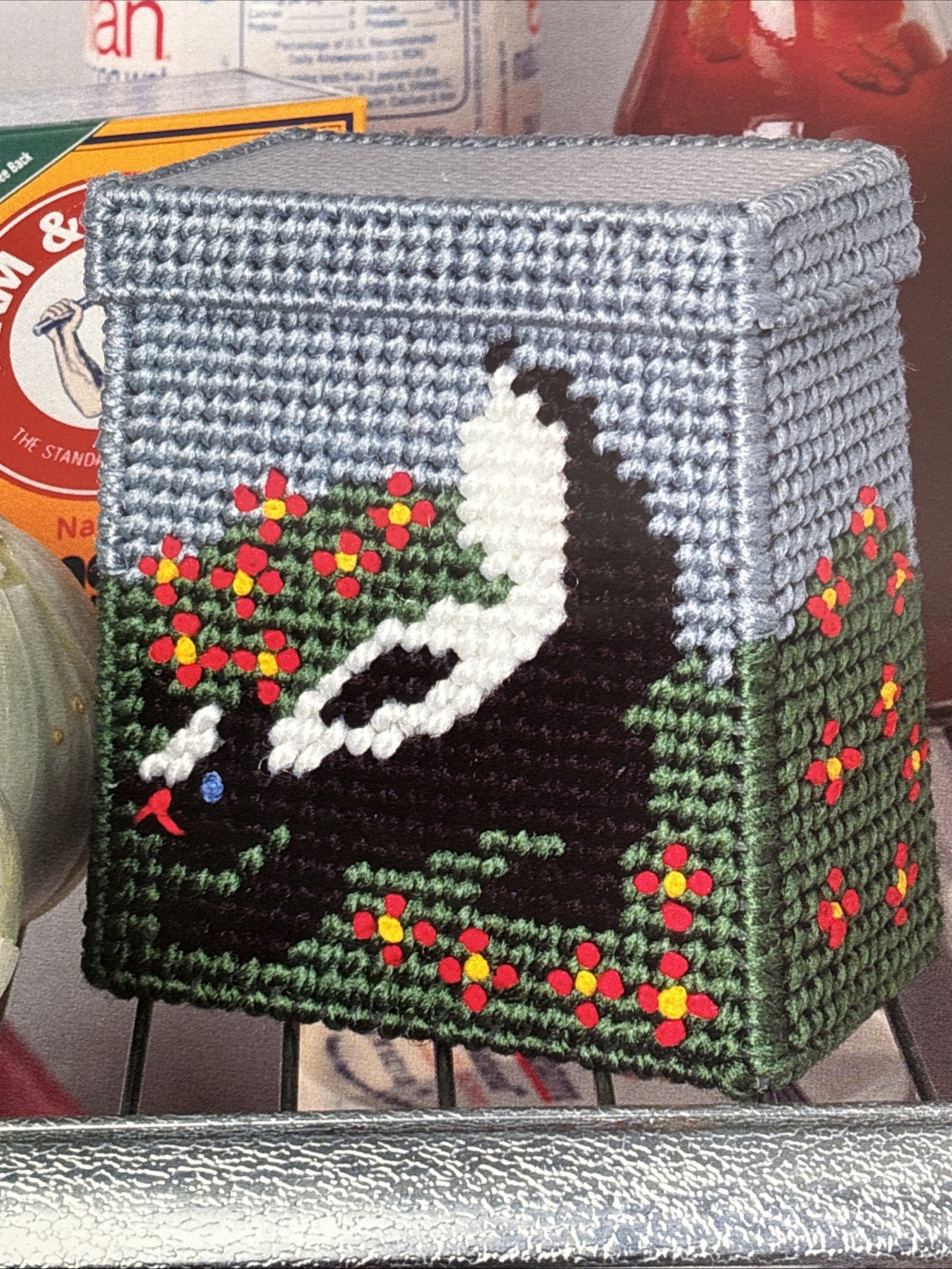 Baking Soda Holder Skunk Annie's Attic Plastic Canvas Pattern Page