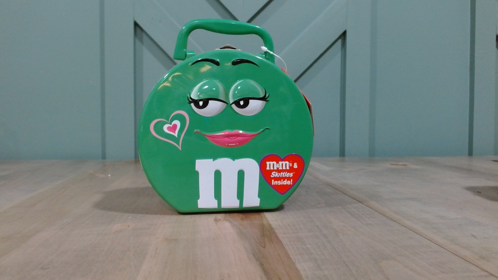2002 Green M&M Metal Tin Lunch Box Vintage Collectible New w Tags
