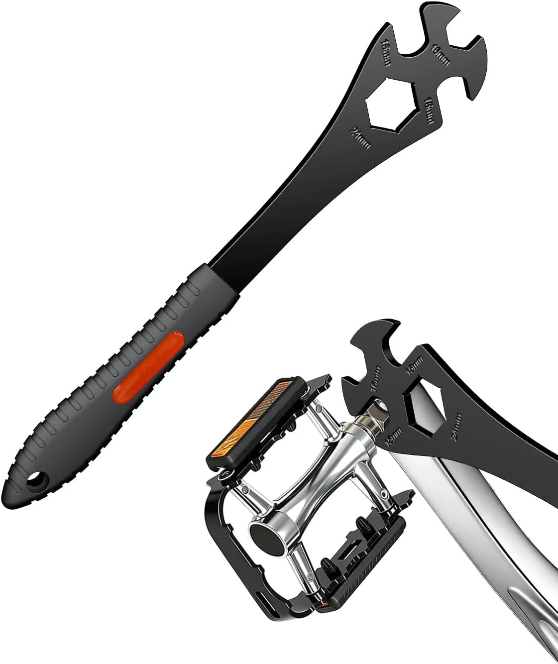 Pawfly 3 in 1 Bike Pedal Wrench, 15/16/24 mm Bike Wrench, 320 mm Extra Long Bicy