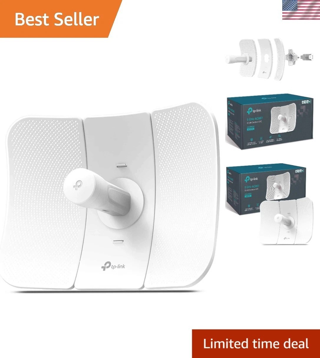 5GHz AC867 Outdoor CPE 23dBi Antenna Gigabit Ethernet PoE Long-Range