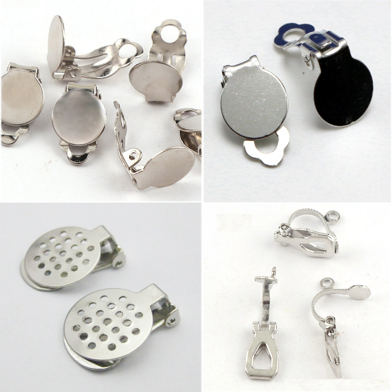 Craft DIY Dull Silver Tone Clip On Snap Dangle Earring Hooks Findings Lever Back