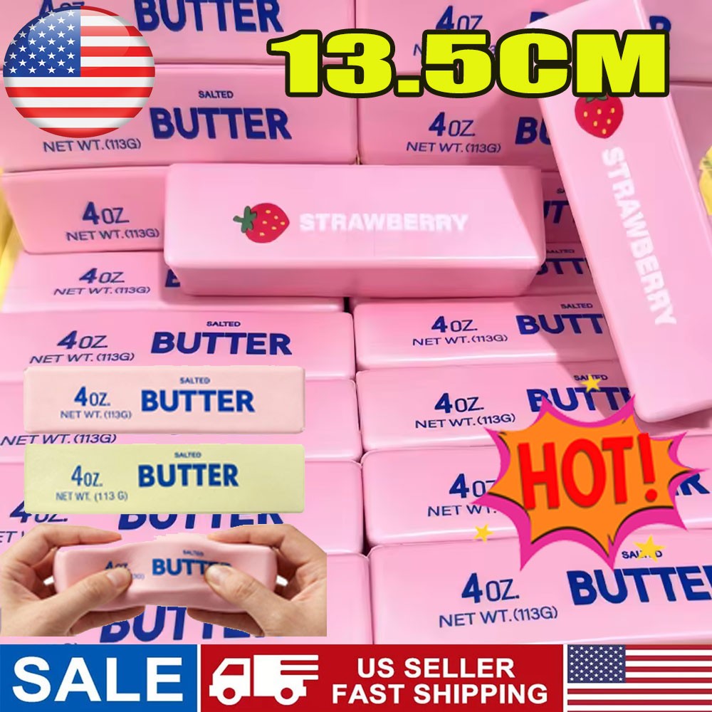 Butter Stick Squishy Toy Slow Rising Squeeze Fidget Gift - Pink/Yellow/Black