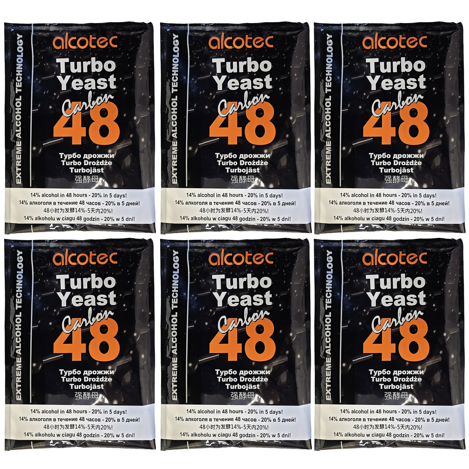 Alcotec Carbon 48 Hour Turbo Yeast (Pack of 6)