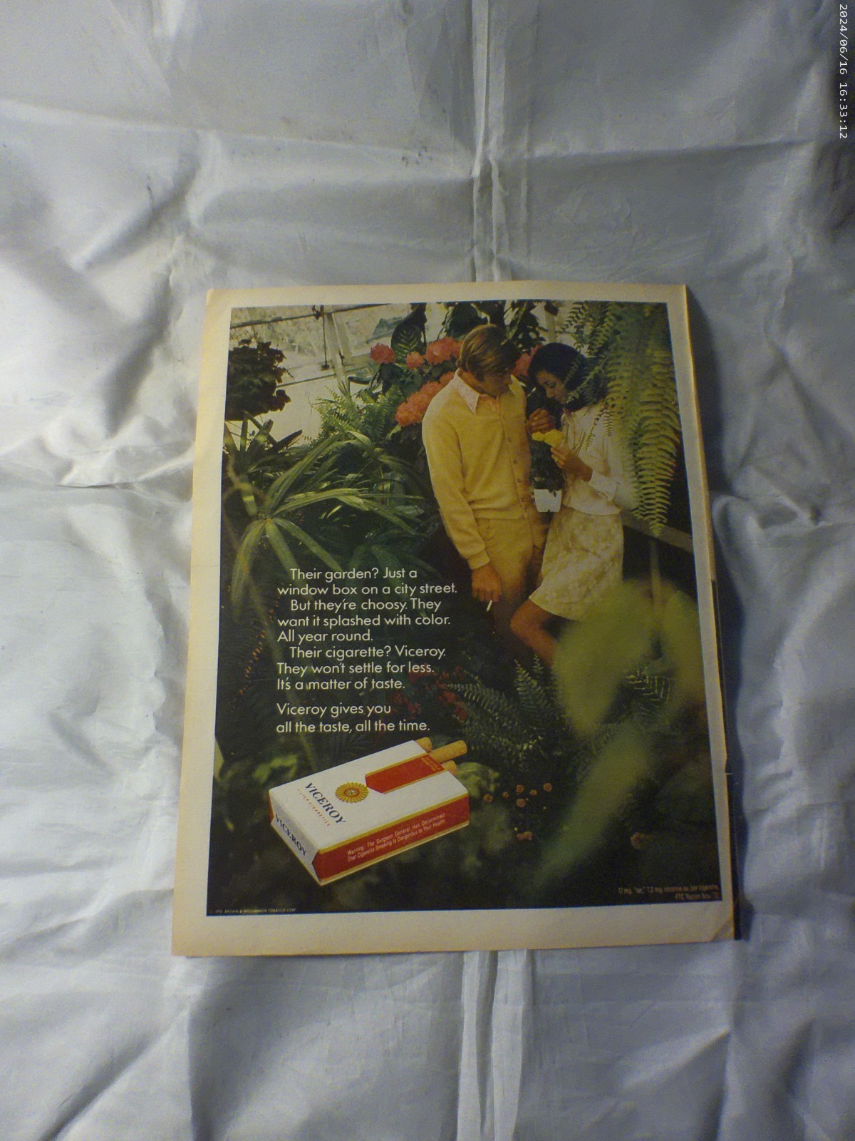 1971 Viceroy Cigarettes Print Ad 10" x 13"