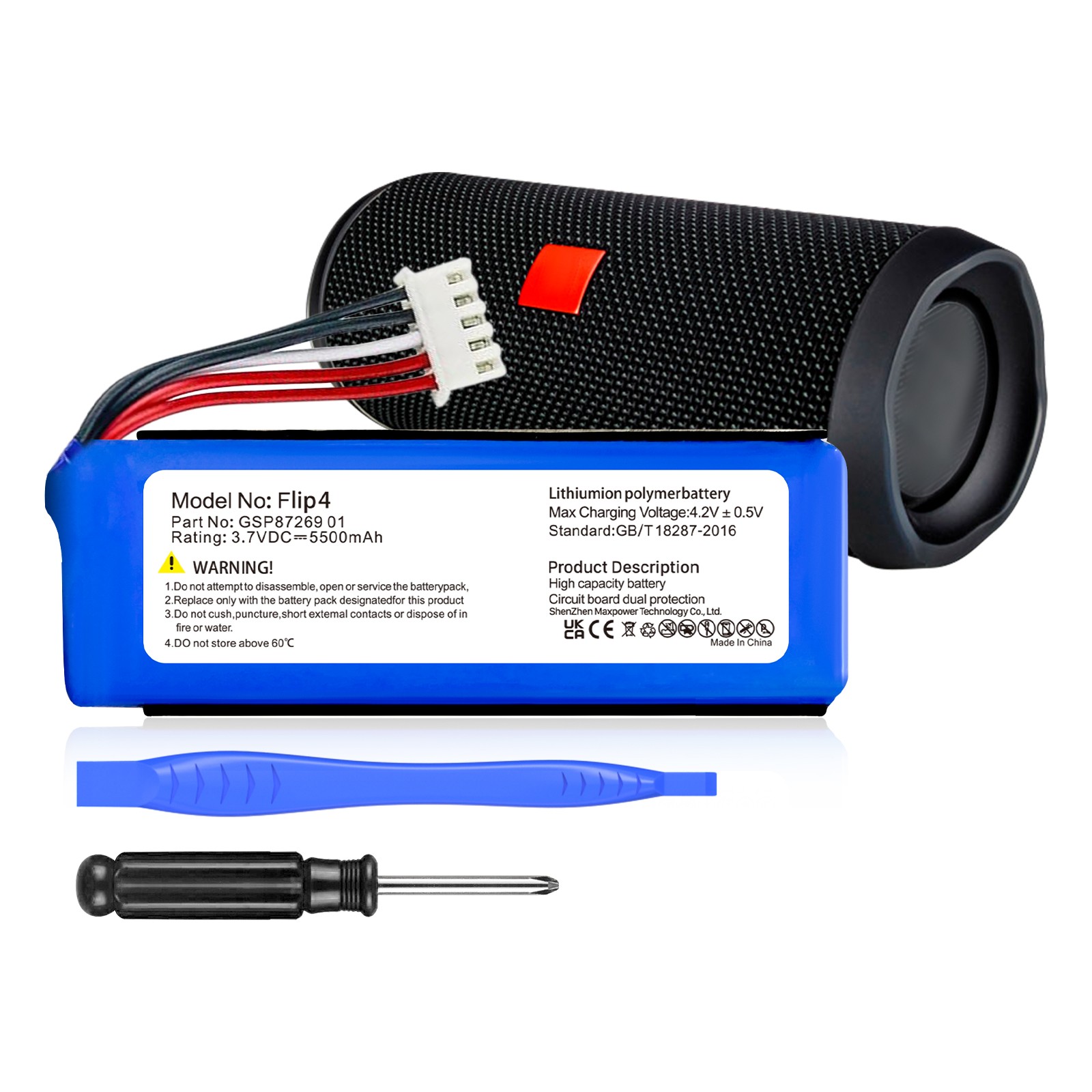 Battery for JBL Flip 4, Flip 4 Special Edition Replace JBL GSP872693 01 5500mAh