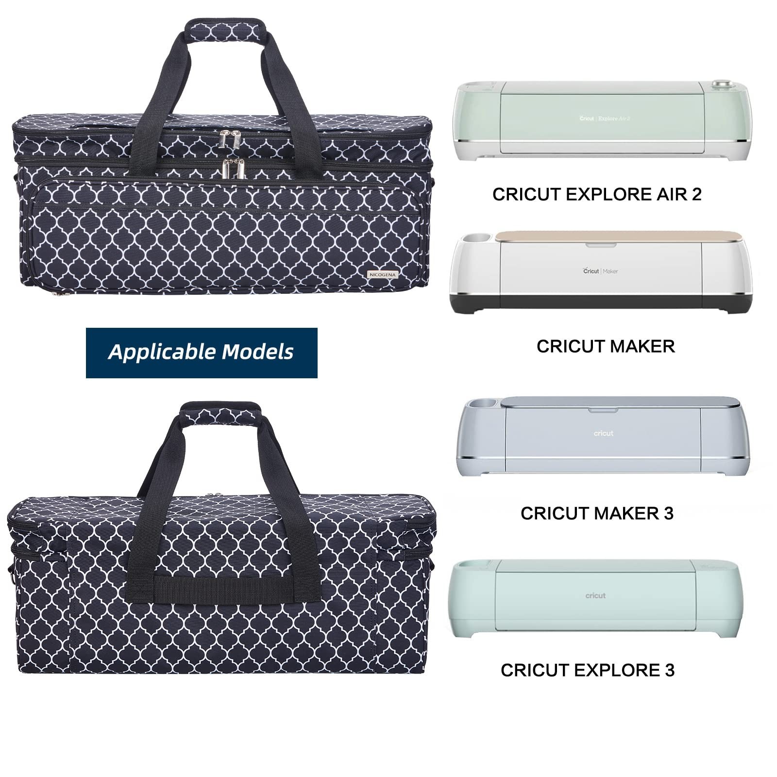 NICOGENA Double Layer Carrying Case with Mat Pocket for Cricut Maker 3, Explo...