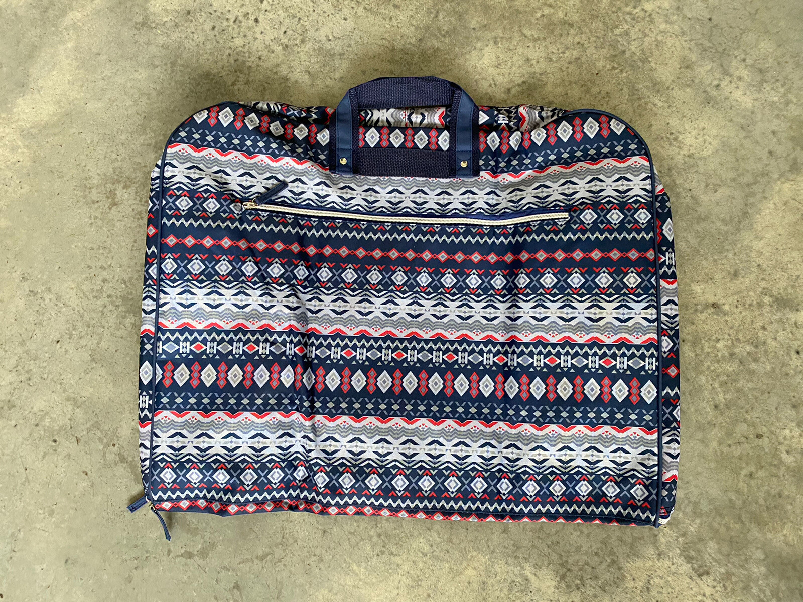 Red Blue Grey Patterned Large Luggage Bag 24” x 20” / A18