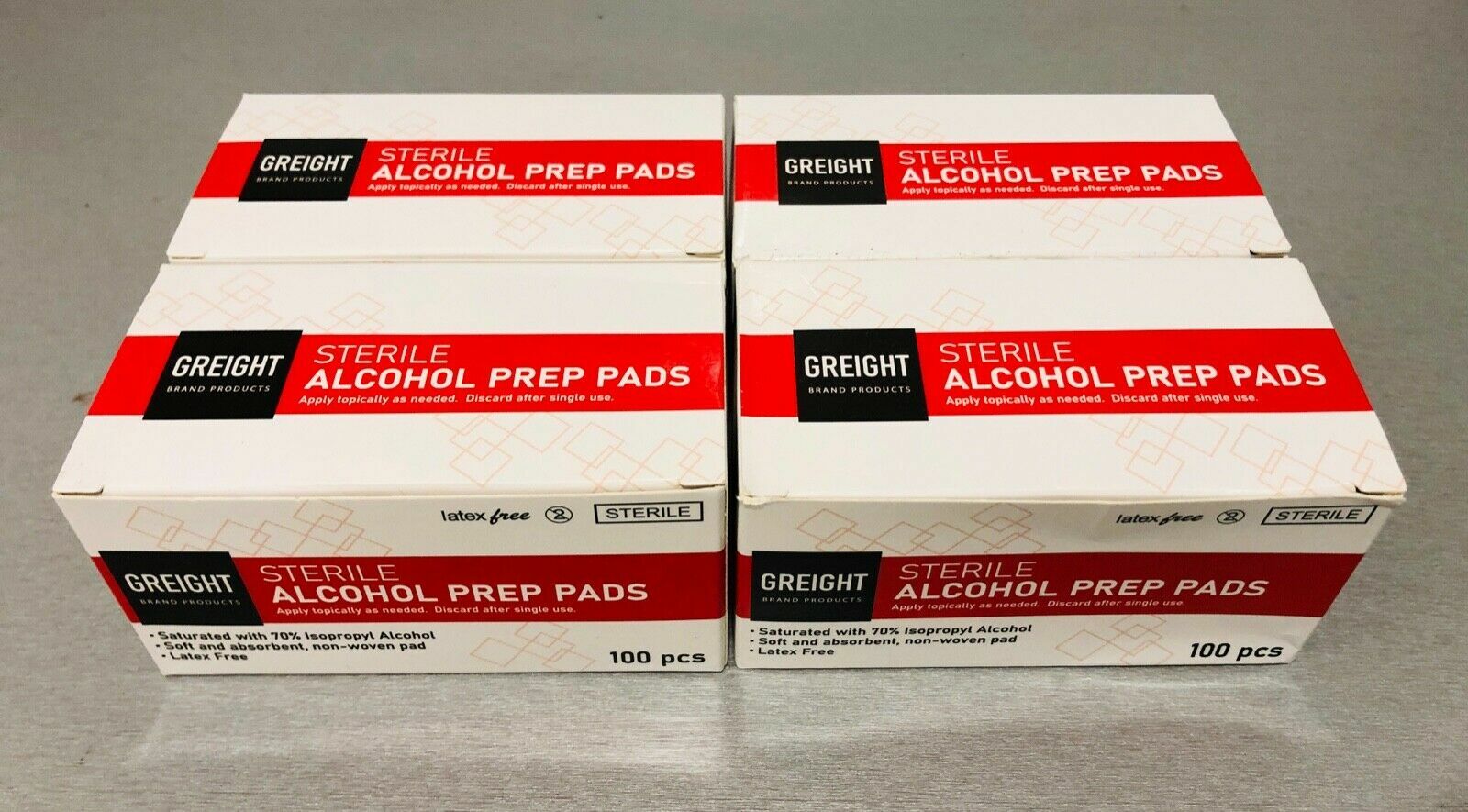 GREIGHT Alcohol Prep Pads 100 Ct. per Boxes New 4 Boxes