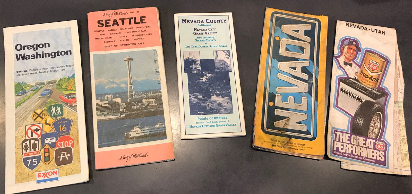 Vtg maps CA NV OR WA UT Seattle Exxon 66 King of Road NV city DOT EUC