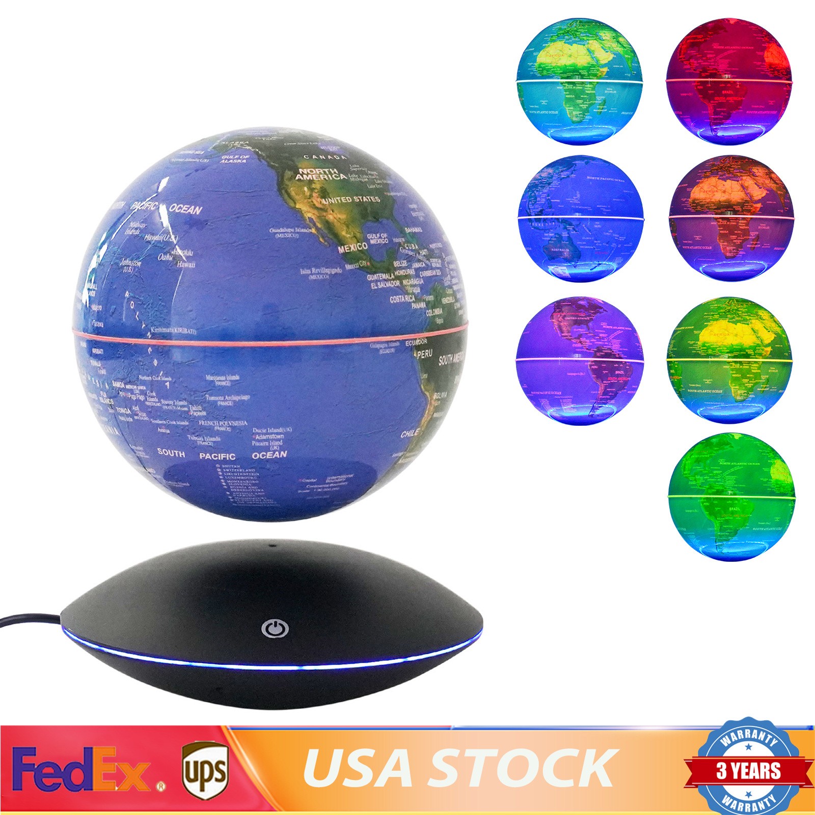 Magnetic Levitation Floating Globe Light LED World Map Rotating Night Lamp NEW
