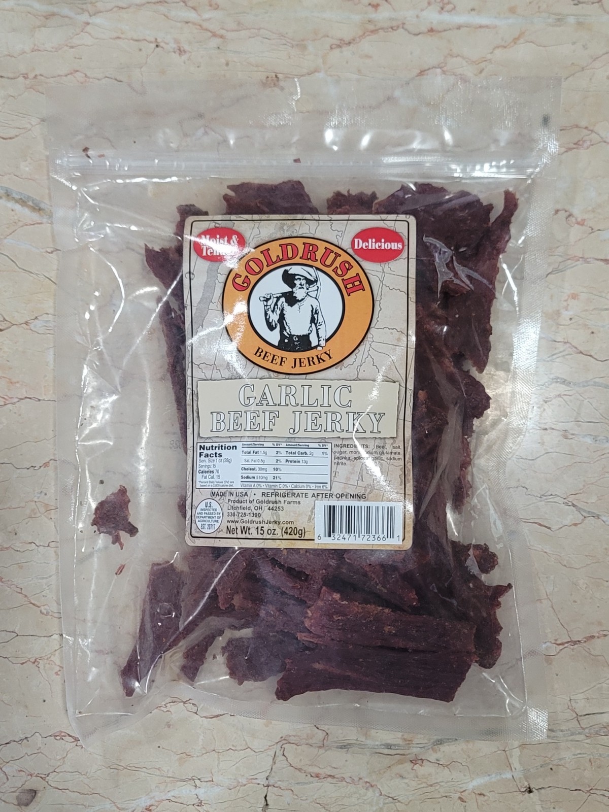 Gold Rush Garlic Flavor Beef Jerky 15 oz.