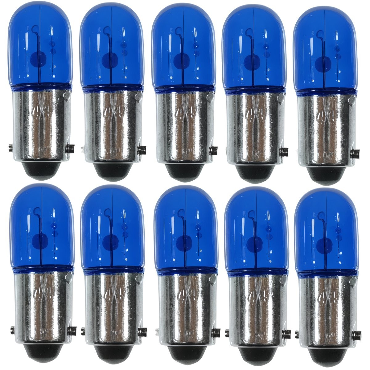 44, 6.3V .25A T3 1/4, Small Bayonet Base Lamp Light Bulb - Blue - Box of 10