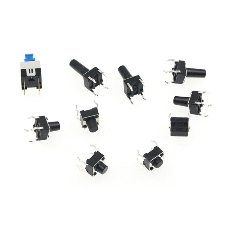 180pcs 10 Type 6X6 Light Touch Switch Set Push Button Switch Assortment Box