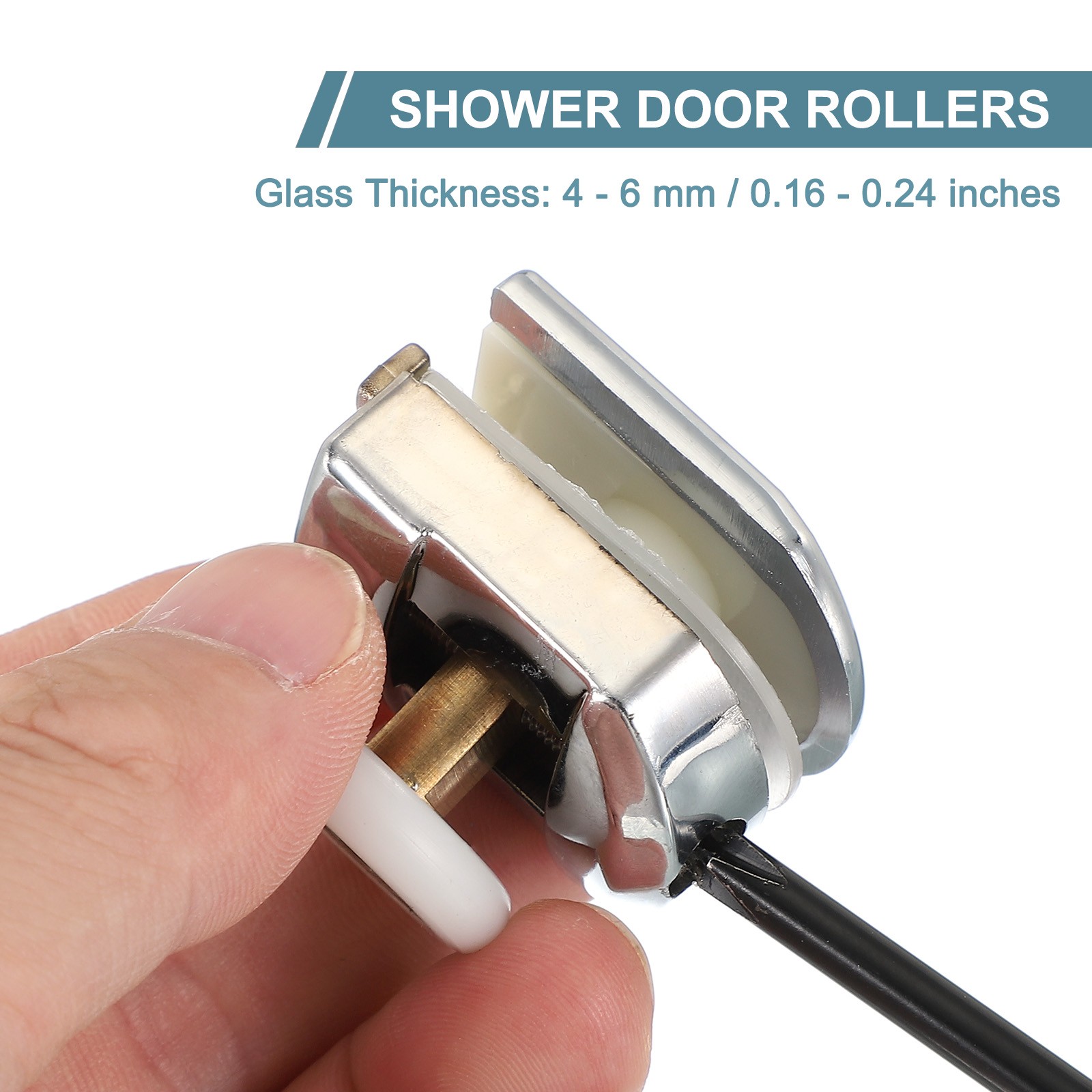 4Pcs 23mm Single Shower Door Rollers Copper Top Wheels Pulleys Guide Silver