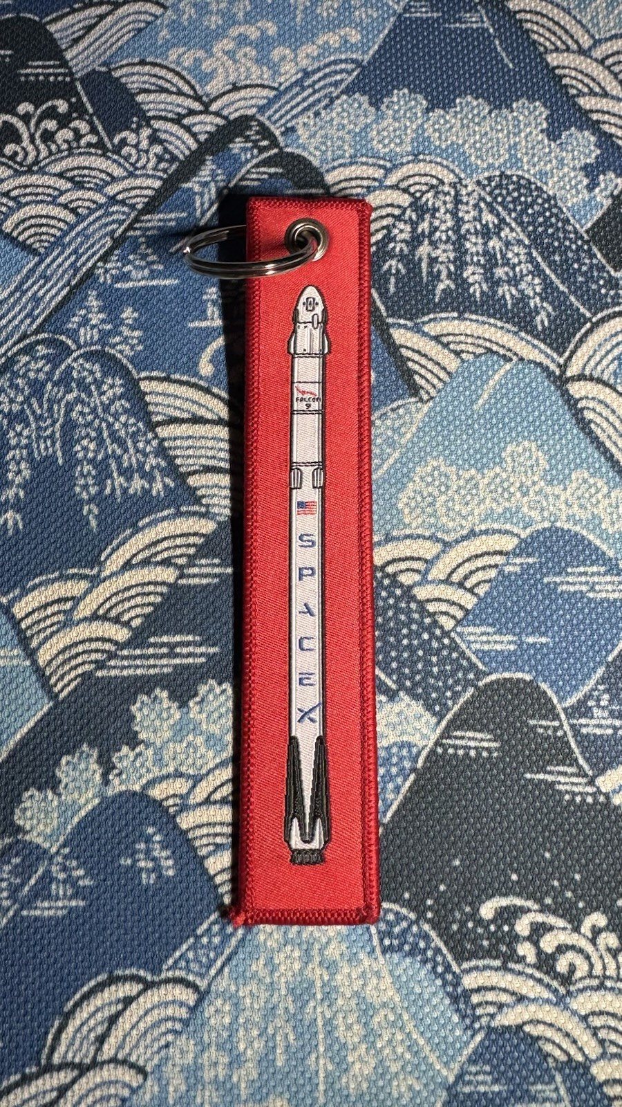 SpaceX Falcon 9 Rocket Remove Before Flight Keychain Red