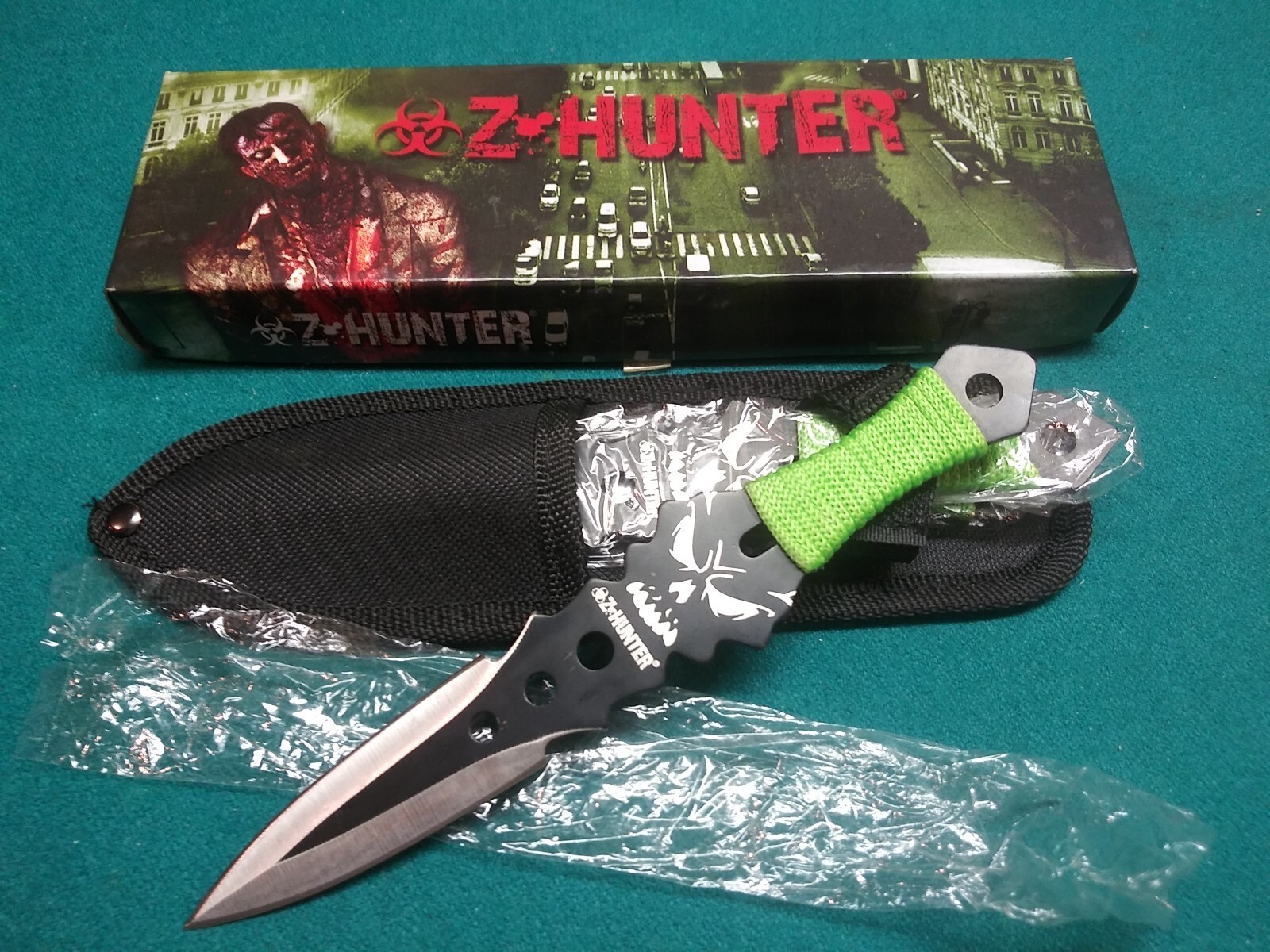 NEW Z-Hunter ZB-074-3 Sinister Faces Black 3-Pc. Throwing Knife Set w/ Sheath