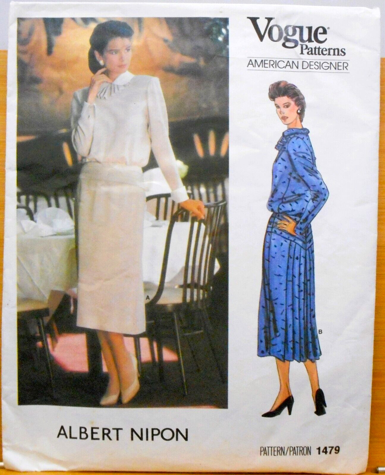 Vintage Vogue Pattern 1479 American Designer Albert Nipon Sz 12 Dress Uncut FF