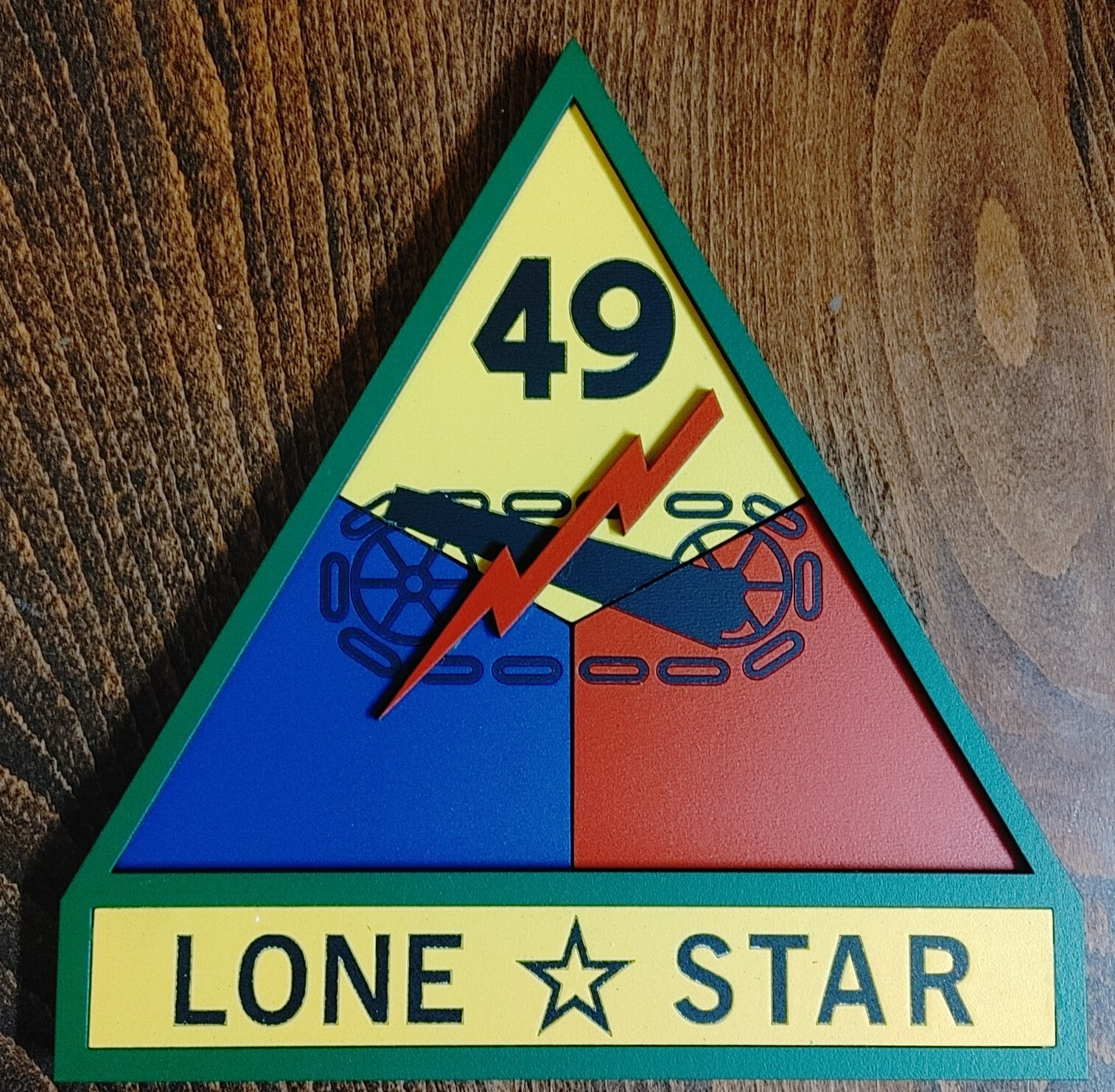 8" US Army 49th Armored Division "Lone Star" SSI Patch Plaque Texas ARNG