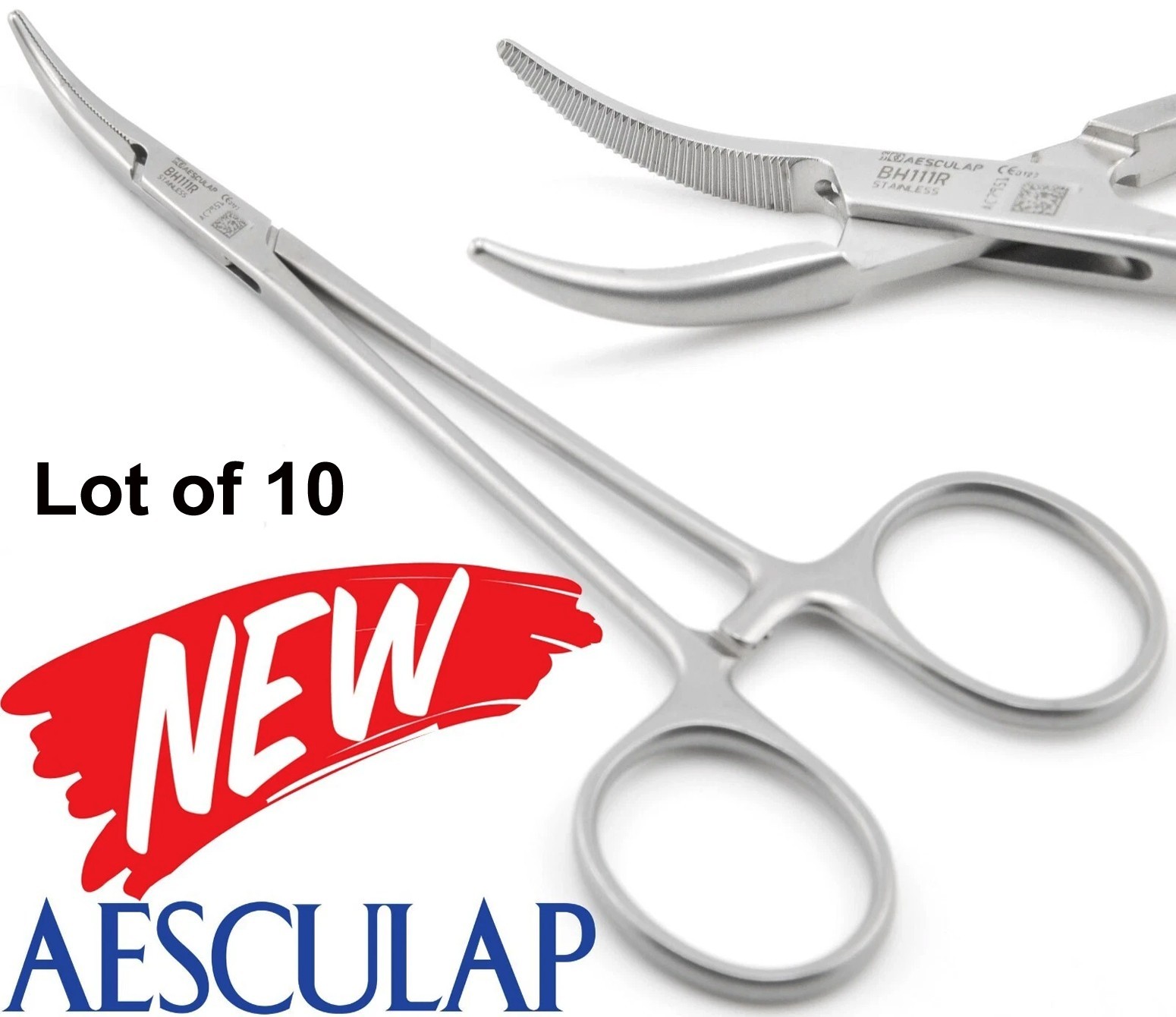 AESCULAP BH111R 10 Pcs Halsted Mosquito Crile Curved Forceps Serrated Jaw 5"