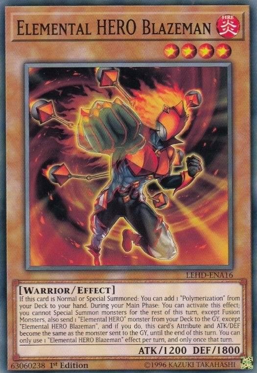 YUGIOH: 1X Elemental HERO Blazeman LEHD-ENA16 Common NM