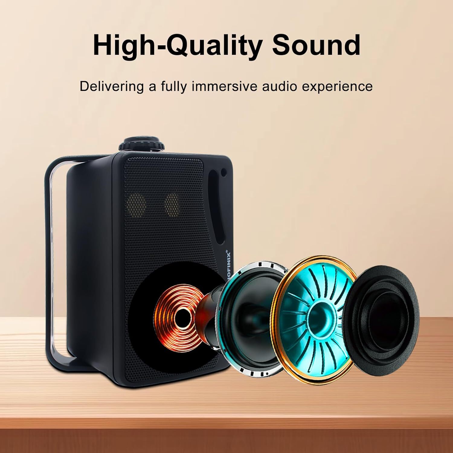 3.5" 3-Way 200W Bluetooth Speakers Waterproof Outdoor Wall Mount 2Pcs