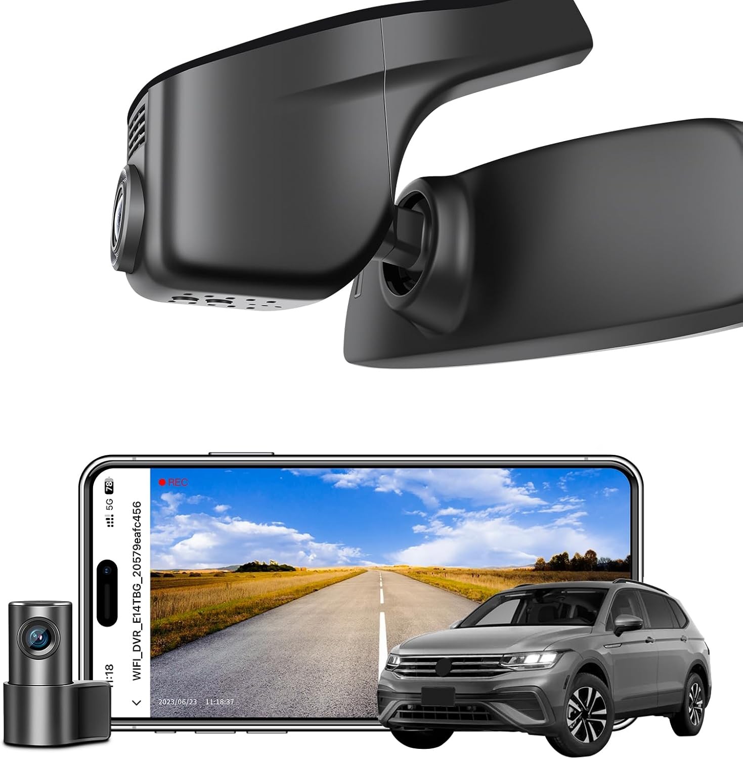 Mangoal Front 4K &Rear 1080p Dash Cam for Volkswagen VW Tiguan 2018-2024 GPS WiFi