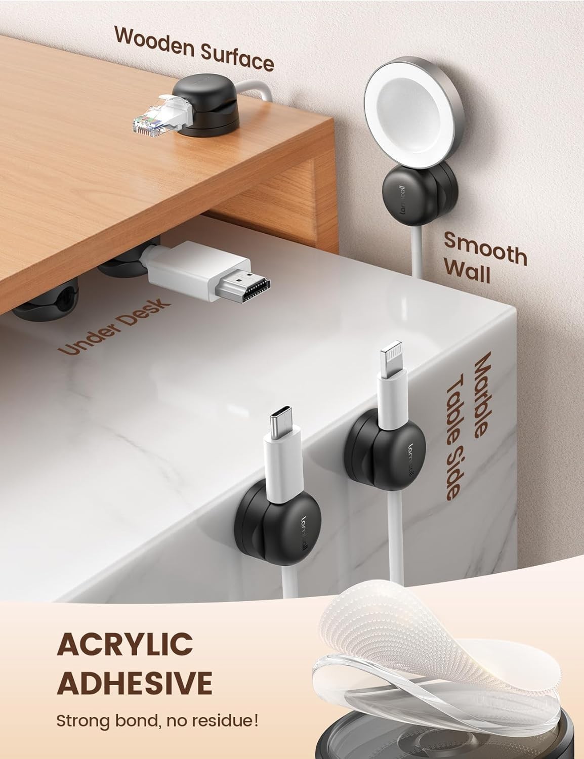 6-Pack Cord Organizers with Spring Lock – Keep Cables Neatly Managed