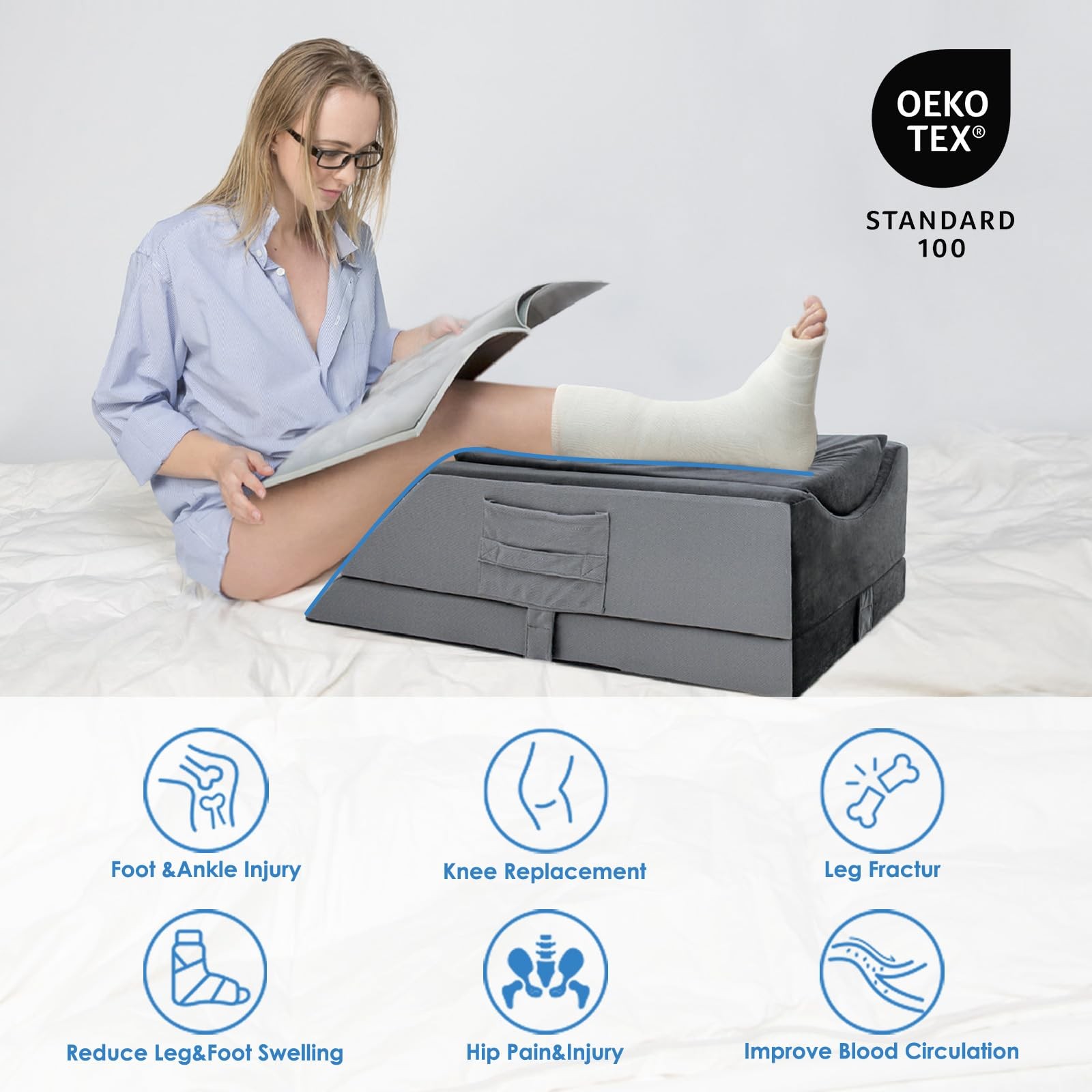 Leg Elevation Pillows for After Surgery,4-Height Adjustable Leg Elevating Pil...