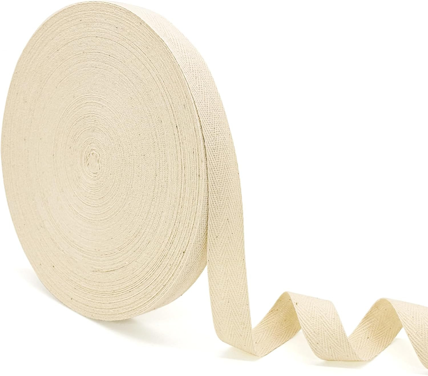 Natural White Color Cotton Twill Tape Ribbon - 50 Yards X 3/4Inch, Webbing Strap