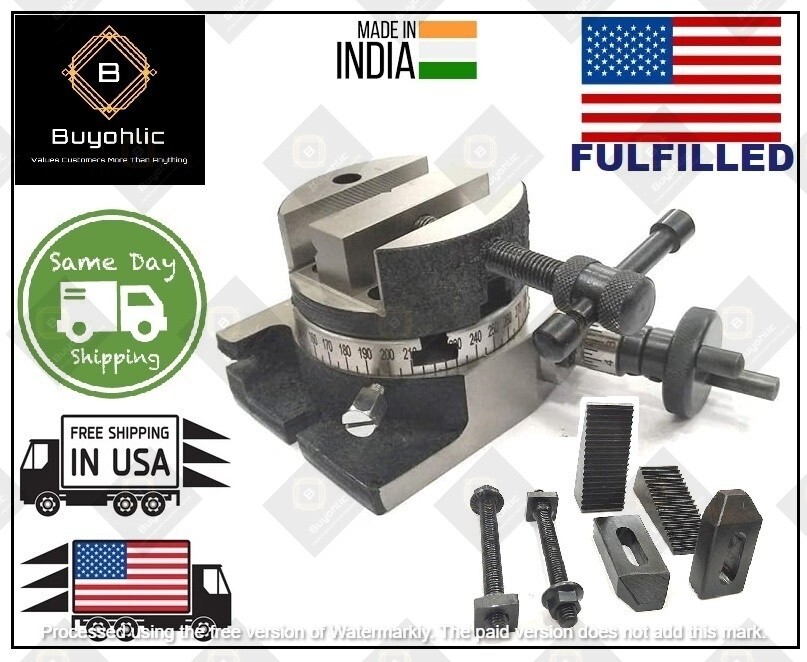 4"/100mm Rotary Table Horizontal Vertical w/ Suitable Round Vice & Clamp Kit-USA