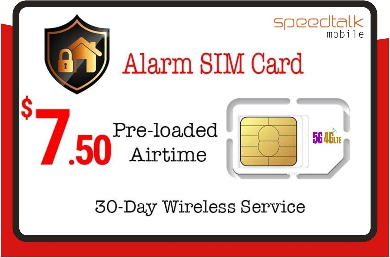 SpeedTalk Mobile $7.50 Alarm SIM Card GSM Business Office Home Security