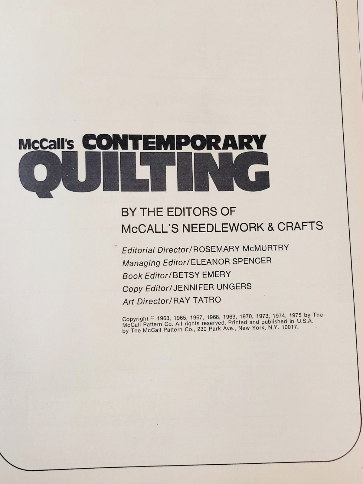 McCalls Comtemporary Quilting Needlwork & Crafts Patterns Designs 1975 Rare Vtq