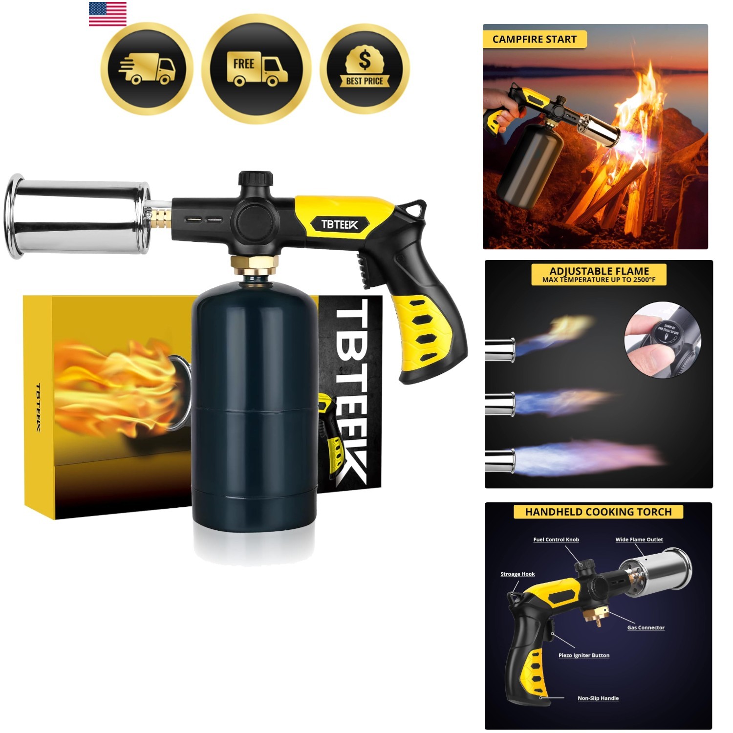Powerful Cooking Torch, Sous Vide Propane Torch, Kitchen Culinary Grilling To...
