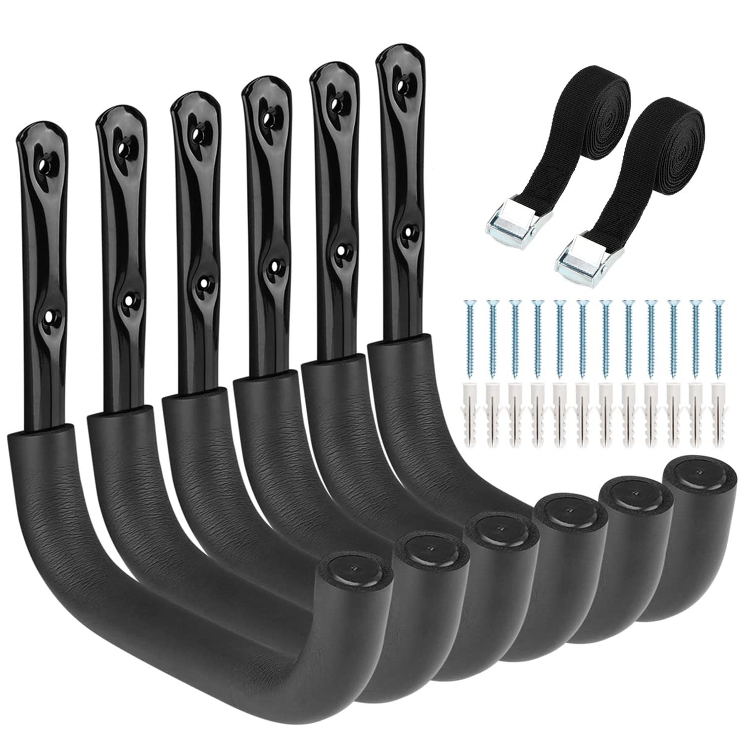 6 Pack Heavy Duty Garage Storage Ladders Hooks, 10 Inch Wall Mount Storage Ga...