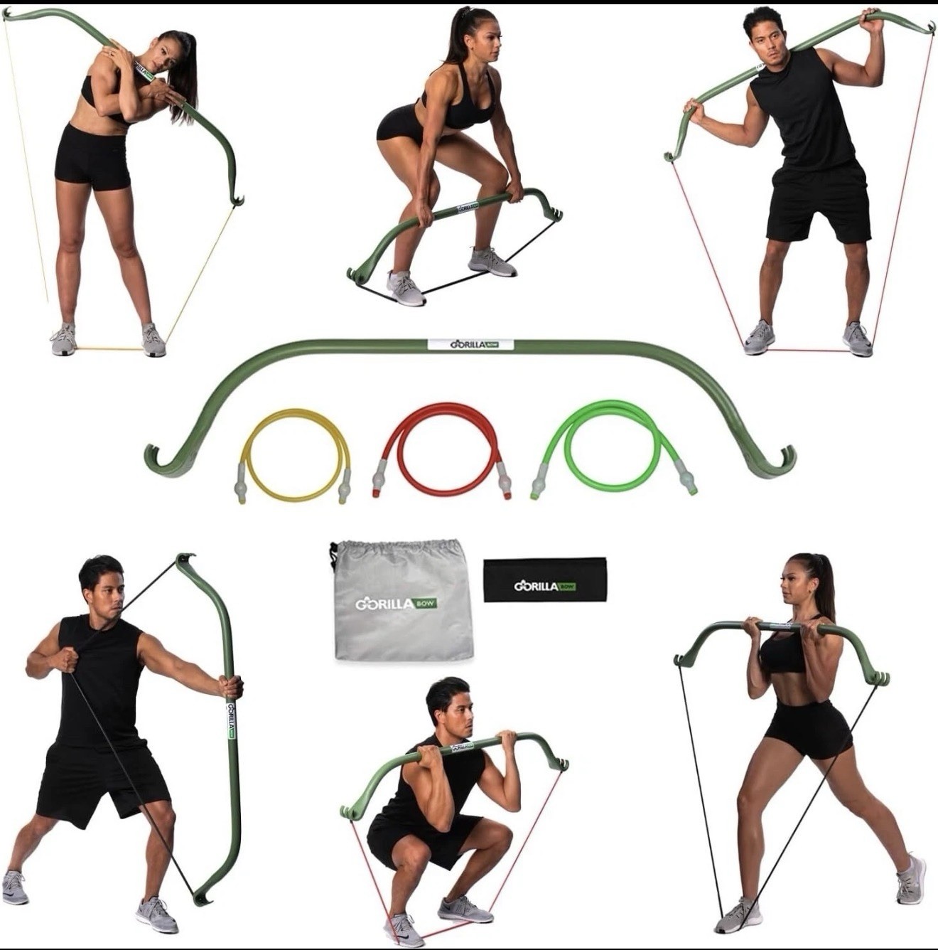 Bow Portable Home Gym Resistance Bands and Bar System for Travel, Fitness