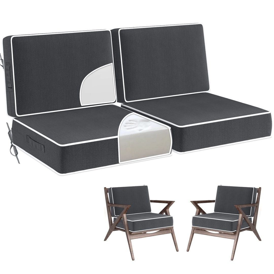 24x24" Waterproof Deep Seat Patio Cushion Set with Fade Resistant Cover
