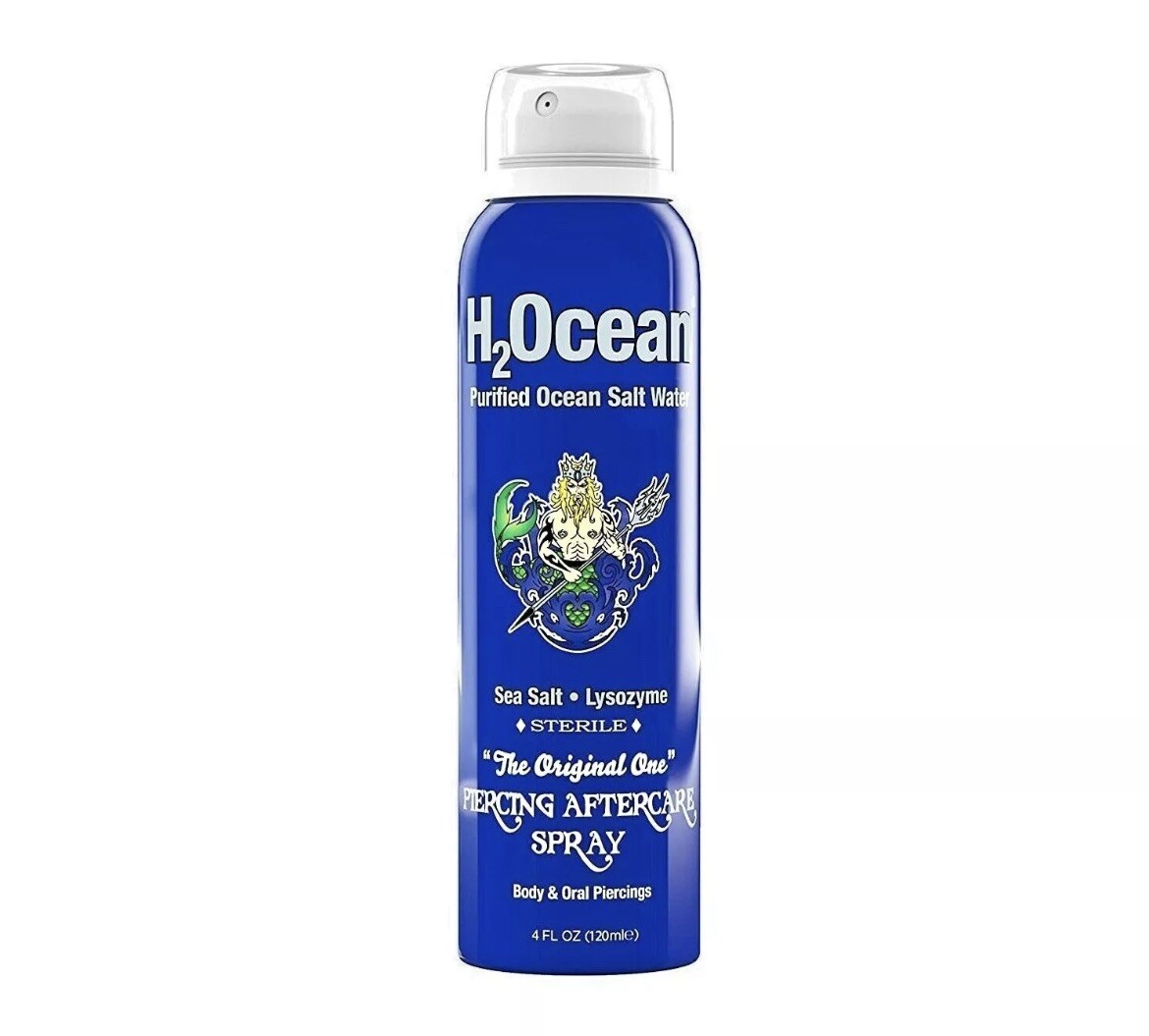 Large Bottle H2Ocean Aftercare Sea Salt Saline Spray Body Ear Oral Piercing 4 Oz