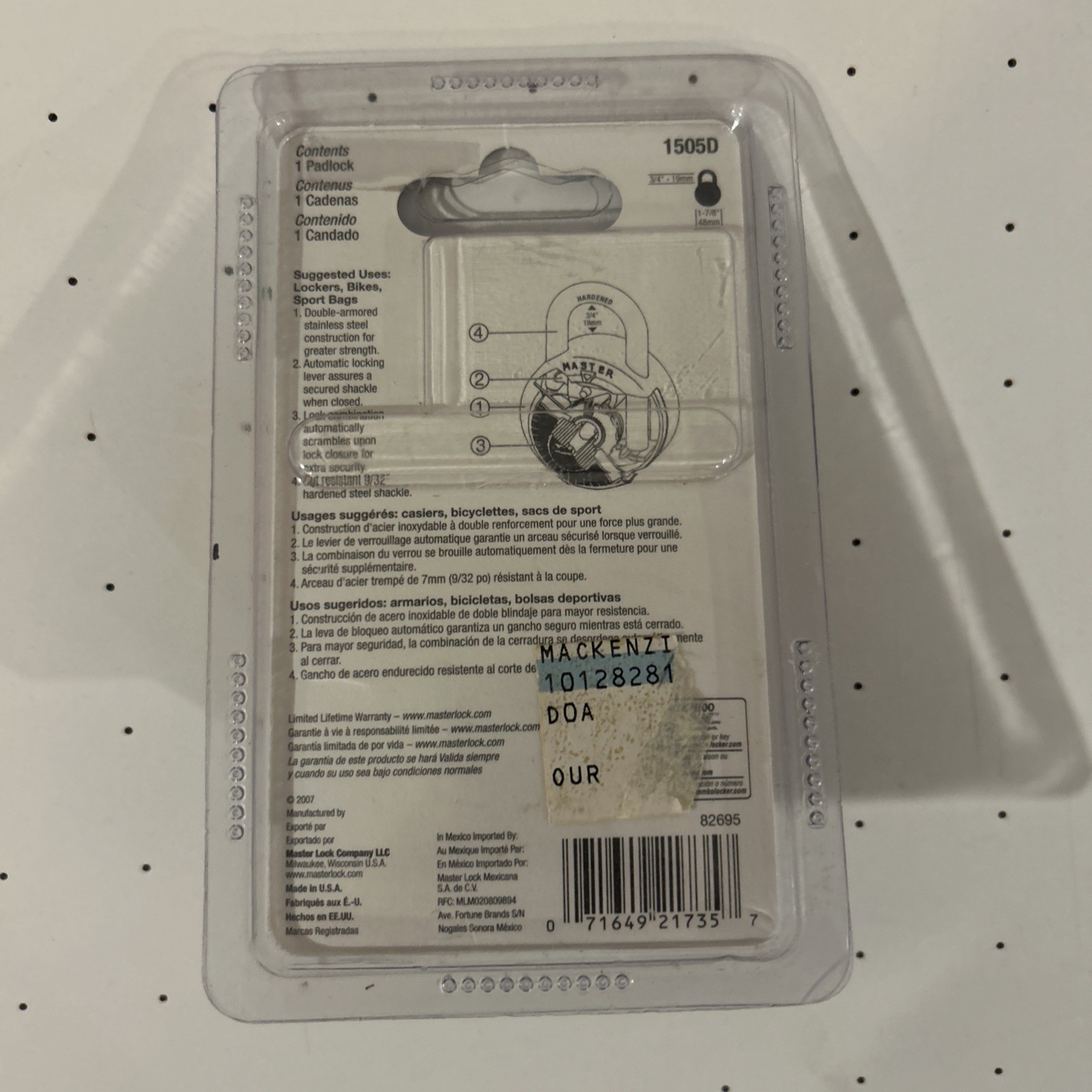Master Lock 1505D Locker Lock Combination Padlock