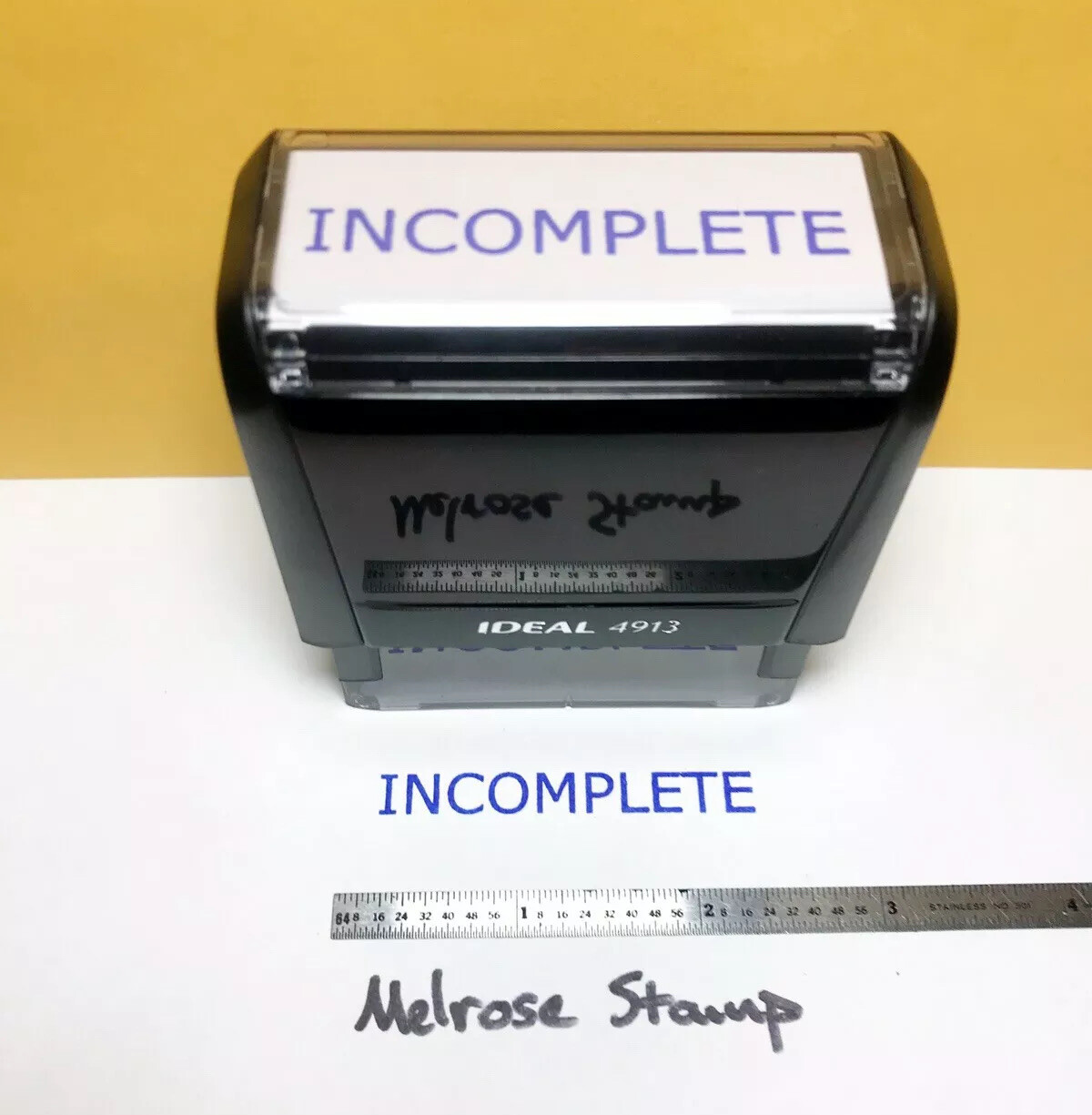 Incomplete Rubber Stamp Blue Ink Self Inking Ideal 4913