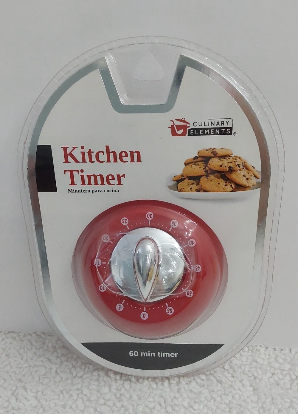Culinary Elements Kitchen Timer Red 60 Minute Bell Ring Kitchen Accesories
