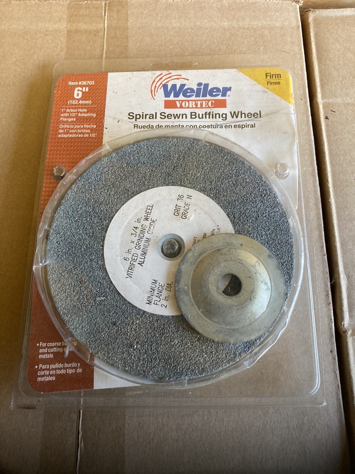 Weiler Vortec -Spiral Sewn Buffing Wheel - 6 in × 3/4 in