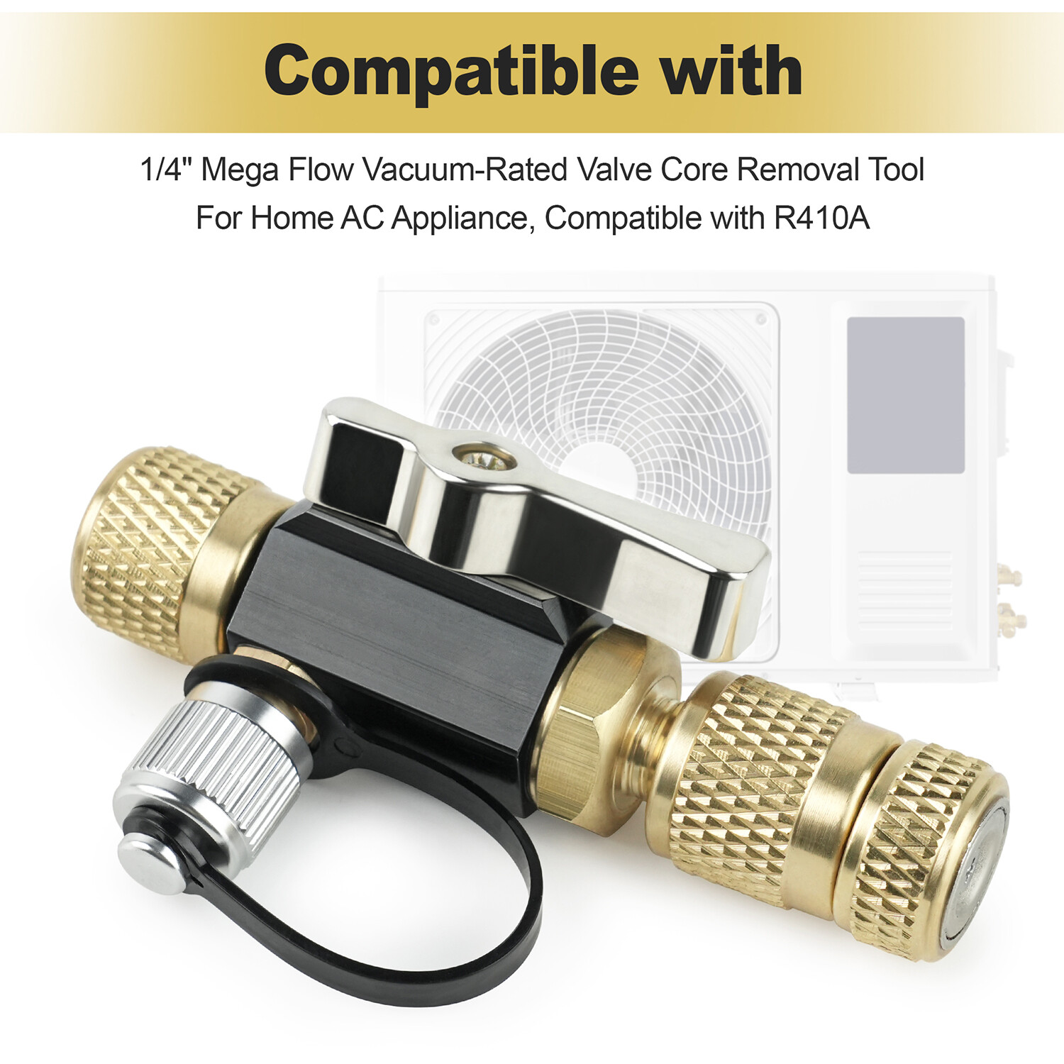 Mega Flow Vacuum Rated Valve Core Removal Tool for 1/4" for R410A Split Systems