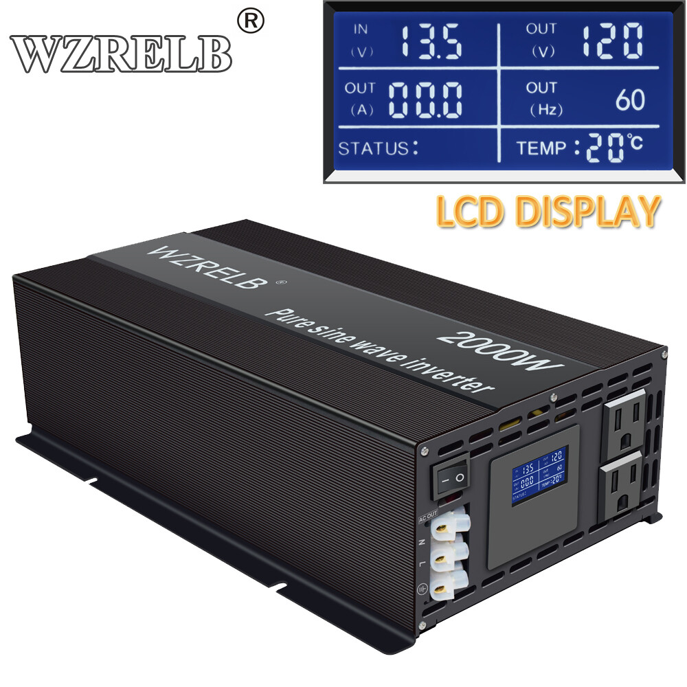 12V to 120V Pure Sine Wave Power Inverter 2000W Car Power Supply DC to AC Motor
