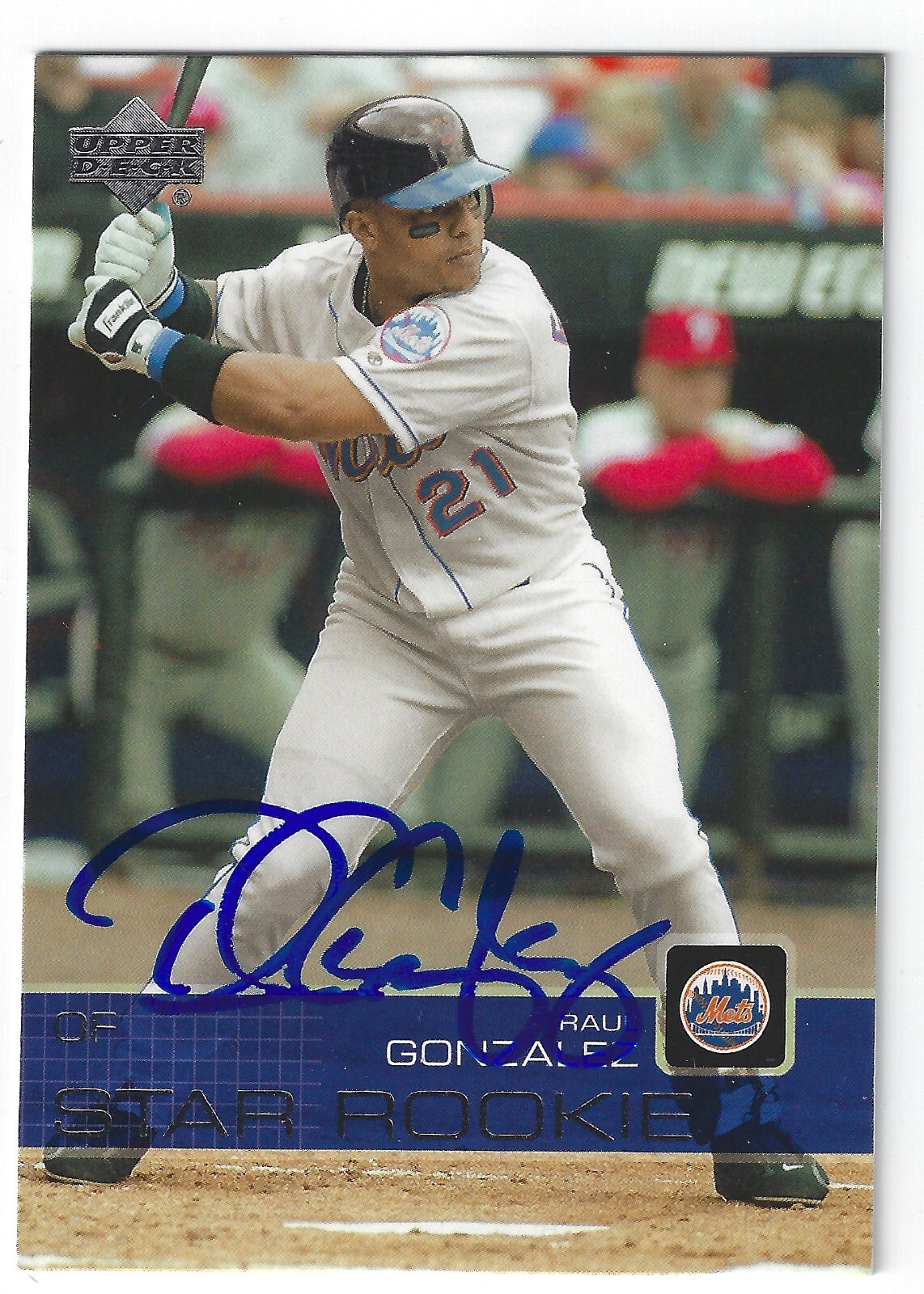 RAUL GONZALEZ NEW YORK METS SIGNED CARD CHICAGO CUBS CINCINNATI REDS INDIANS