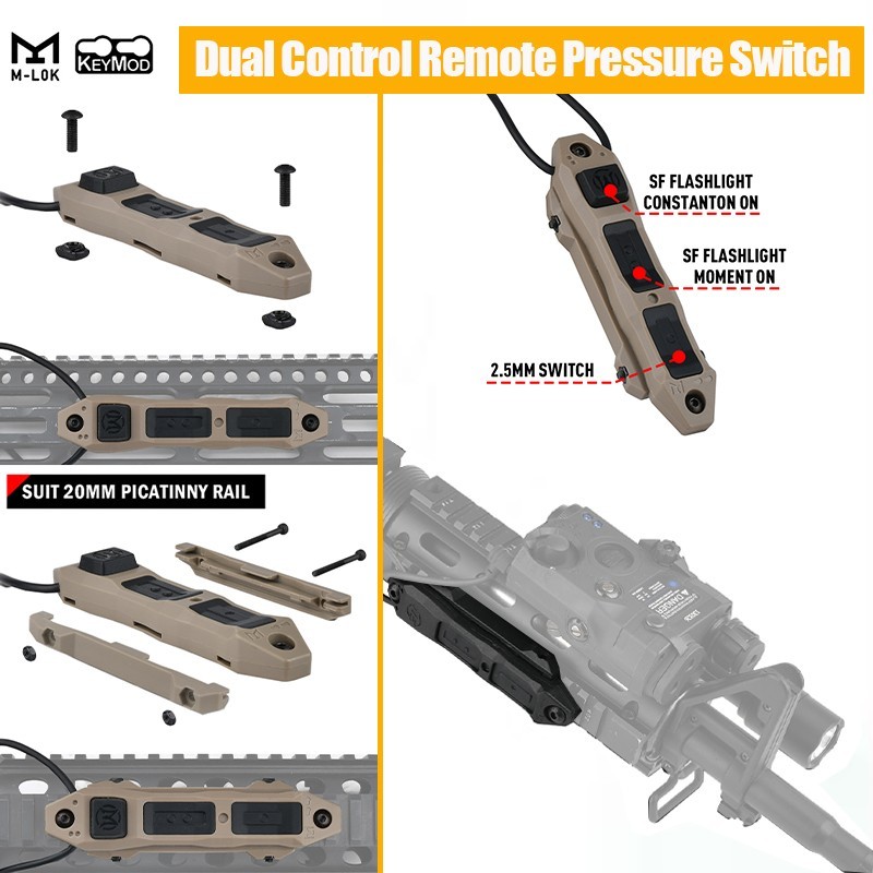 Laser & SureFir Flashlight Pessure Remote Switch SF/2.5/3.5 Plug Dual Function