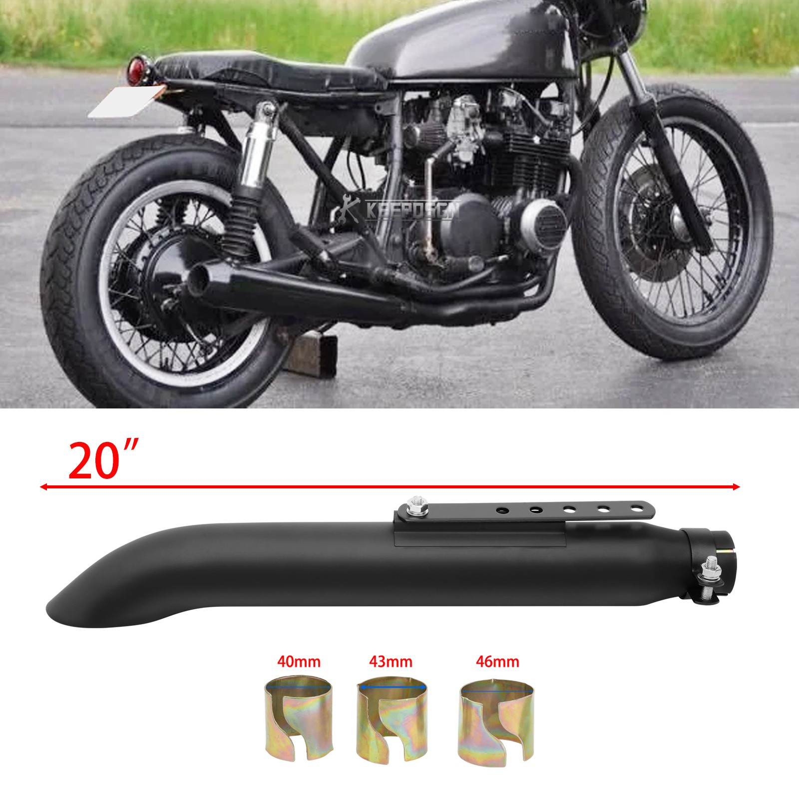 20" Exhaust Muffler Pipe Slip-On For Kawasaki KZ1000 KZ650 KZ400 KZ550 KZ750