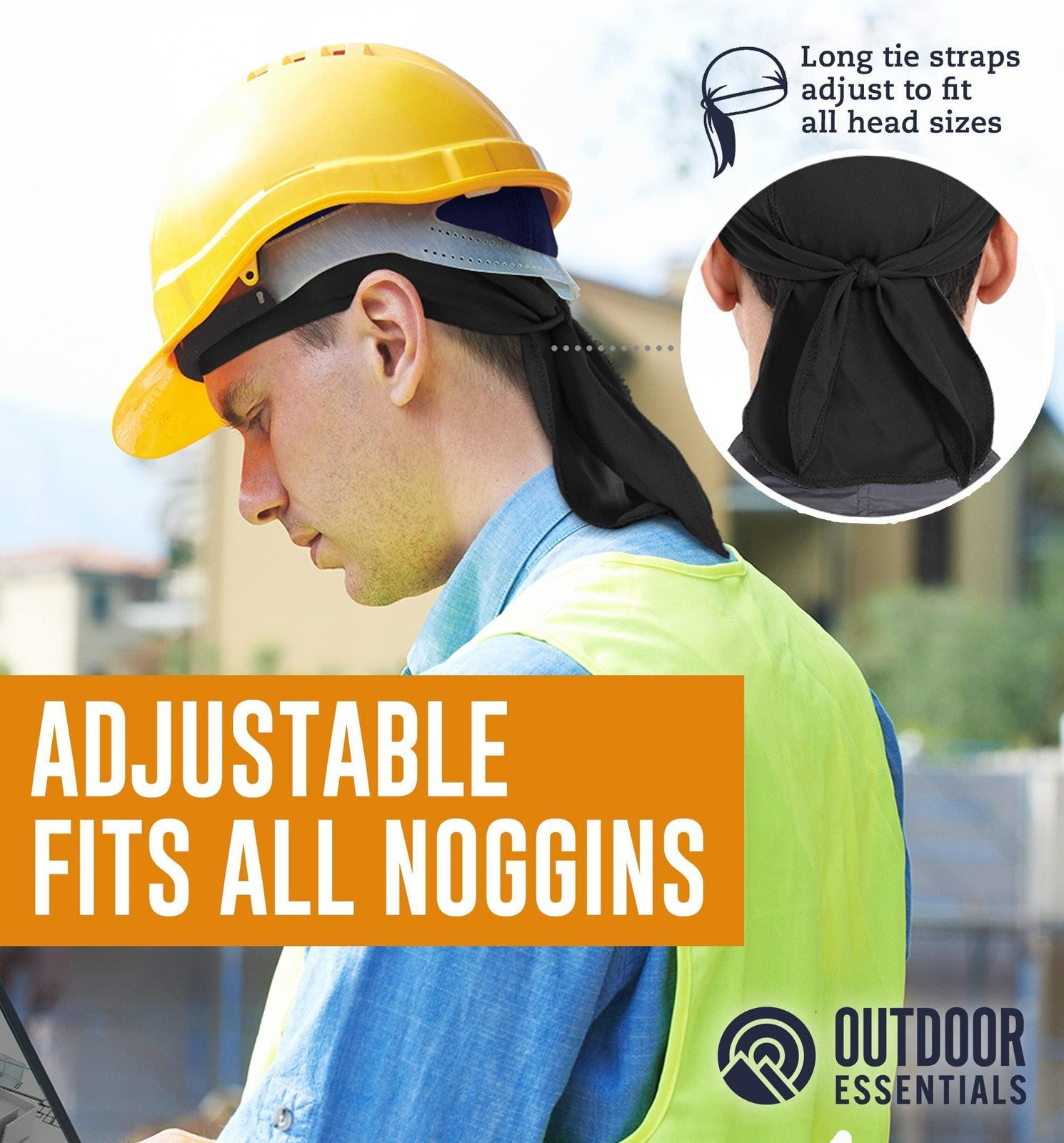 Cooling Helmet Liner UPF 30 Do Rag Bandana for Men - Lightweight Biker Cap