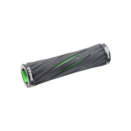 T-ONE T-GP30N 130mm Lock on Grips - BLACK/ GREEN HANDLEBAR MTB CYCLING