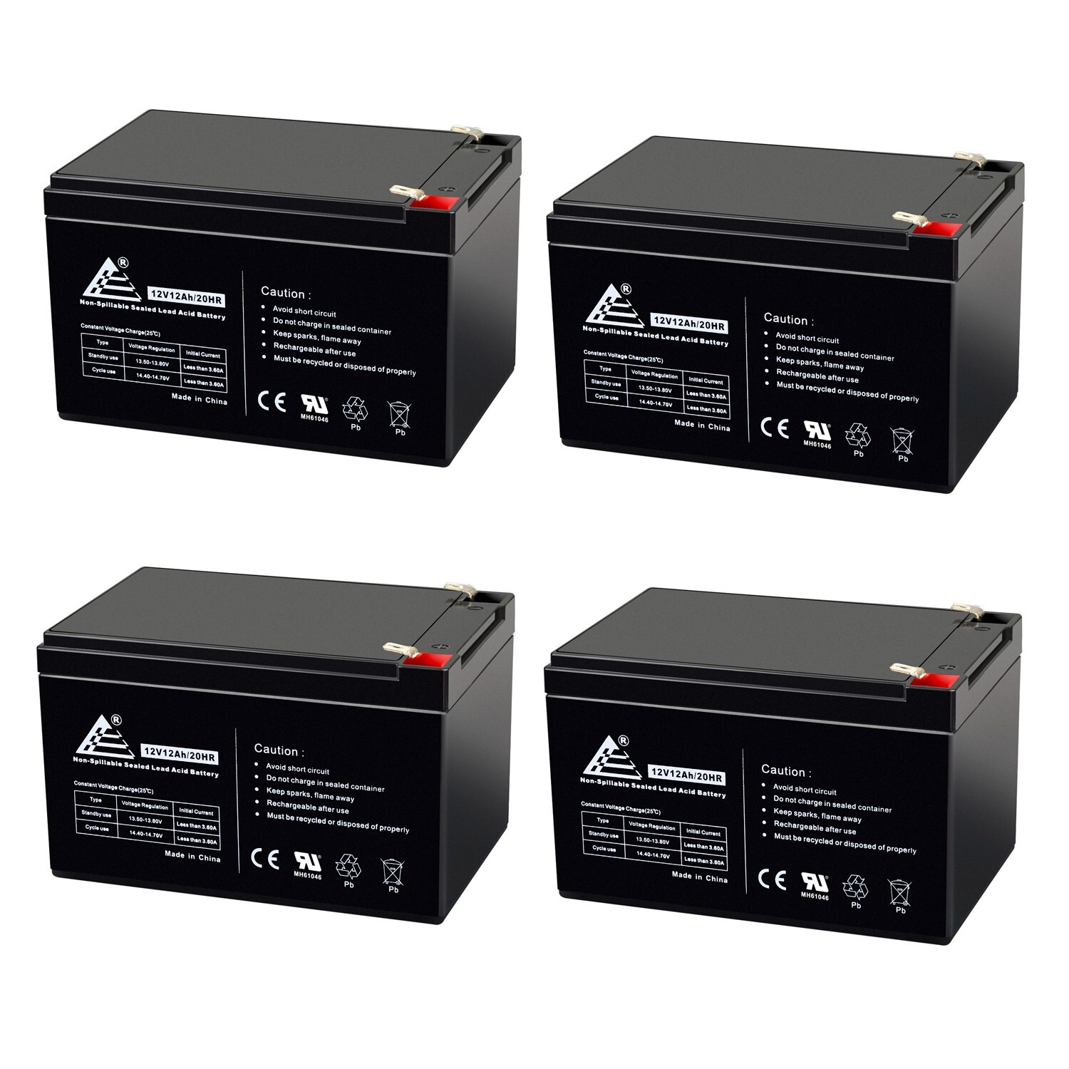 4 Pack: 12V 12AH Compatible Battery for 6-DZM-12 APC Scooter Medical