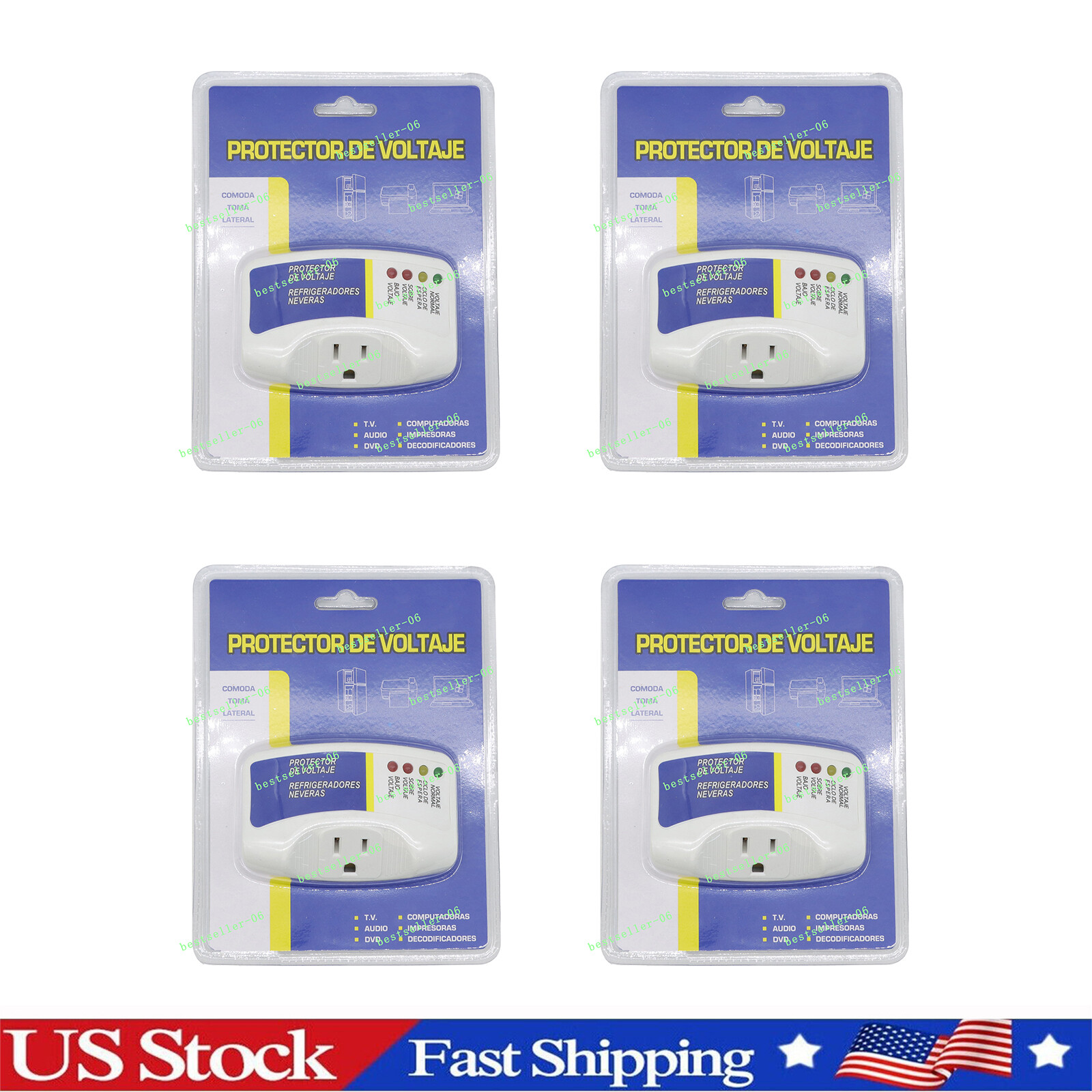 4 Packs Protector de Voltaje para Electrodomésticos y Tomacorrientes 120V